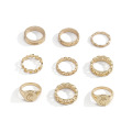 Fashion hollow moon combination ring, personality cold wind suit alloy ring